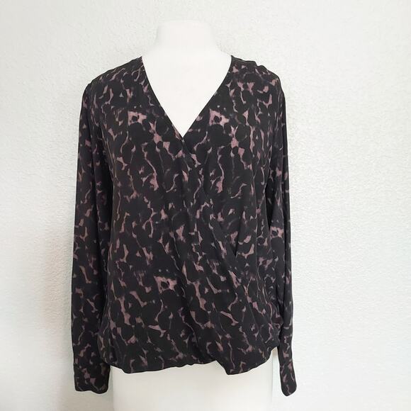 Rails Black & Lavender Animal Print Blouse Size L - Picture 2 of 13